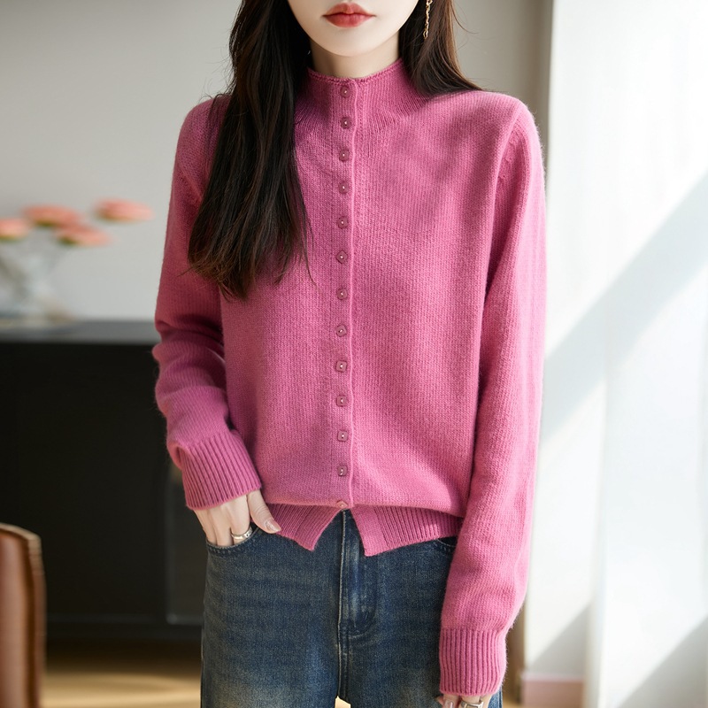 法式高端半高领针织开衫女2025秋冬新款显瘦毛衣外套百搭女装上衣
