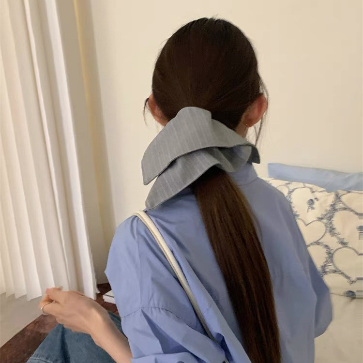韩国欧尼同款条纹方巾大肠发圈女高级低马尾百搭头绳2025新款发饰|undefined