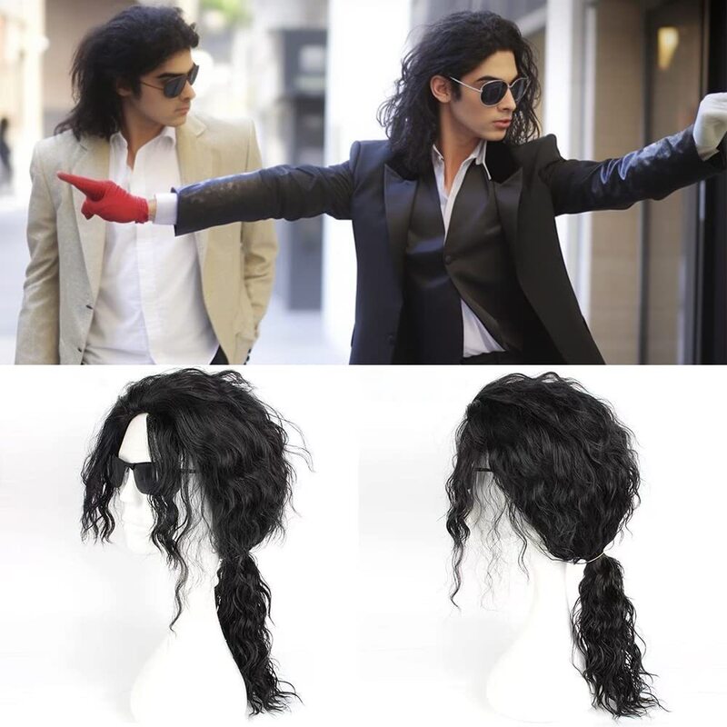 MJ Michael Jackson Wig Fluffy Curly Hair for Mechanical Dance Imitation Show Stage Cosplay wig Role Play