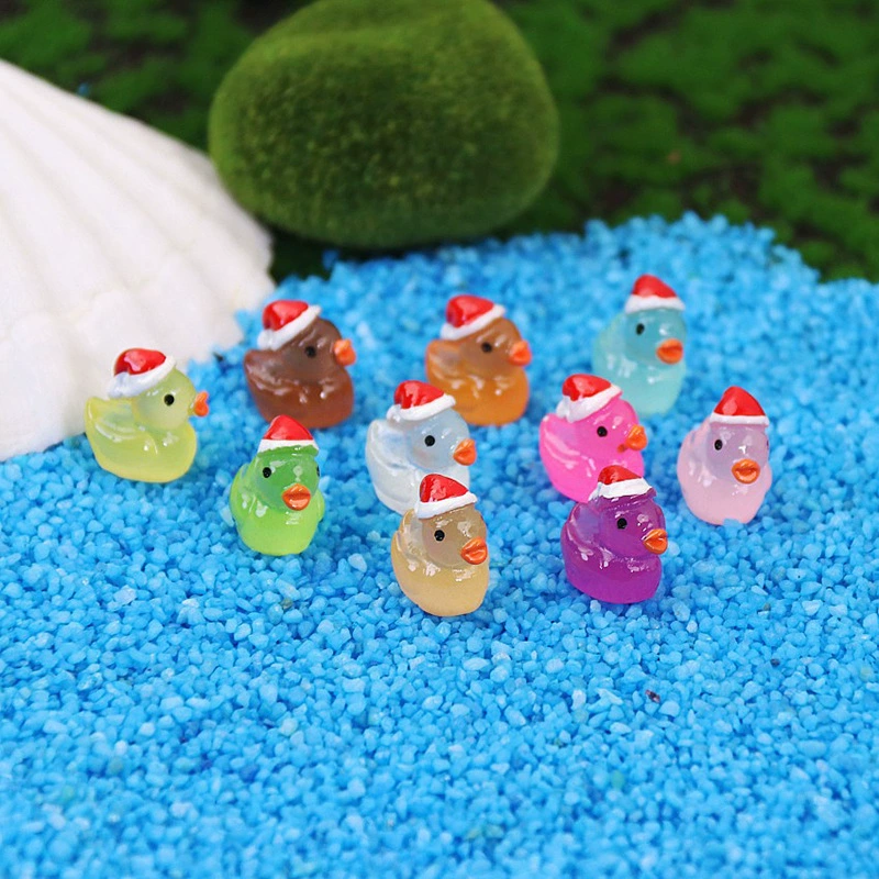 Микро-ландшафт, милая светящаяся рождественская шапка, утка, садовый хрустальный шар, ландшафтные украшения, аксессуары, настольные маленькие украшения