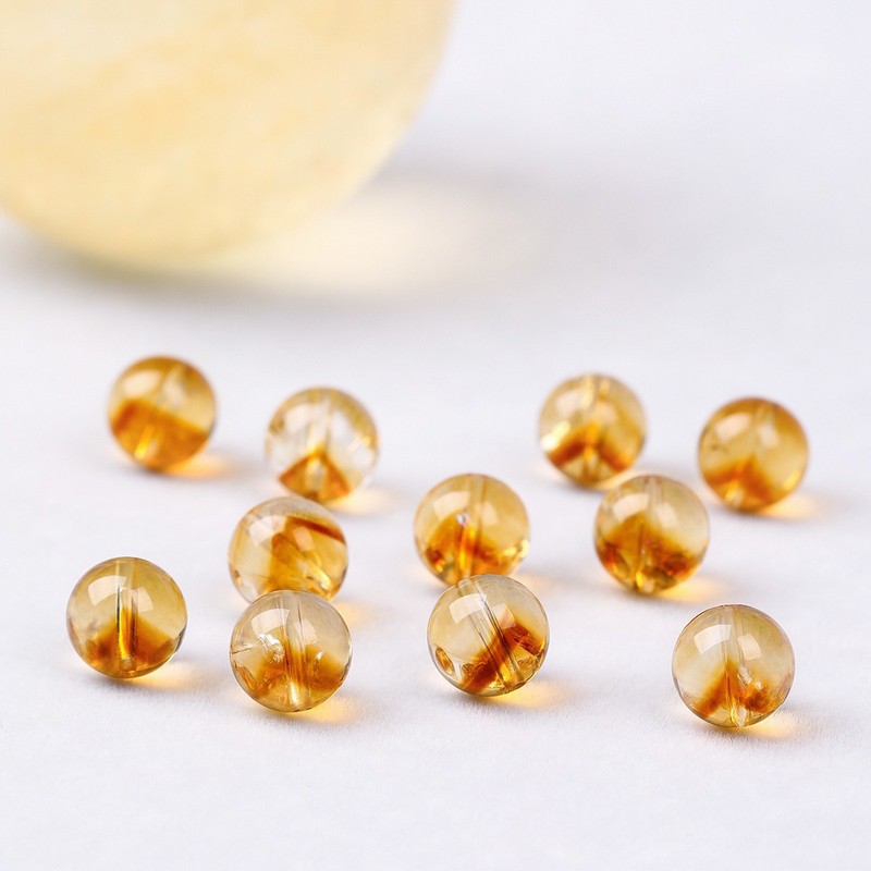 7a 天然シトリンピラミッドクリスタルルースビーズイエローアセタワラービーズブレスレット女性のためのシングル diy ビーズ|undefined