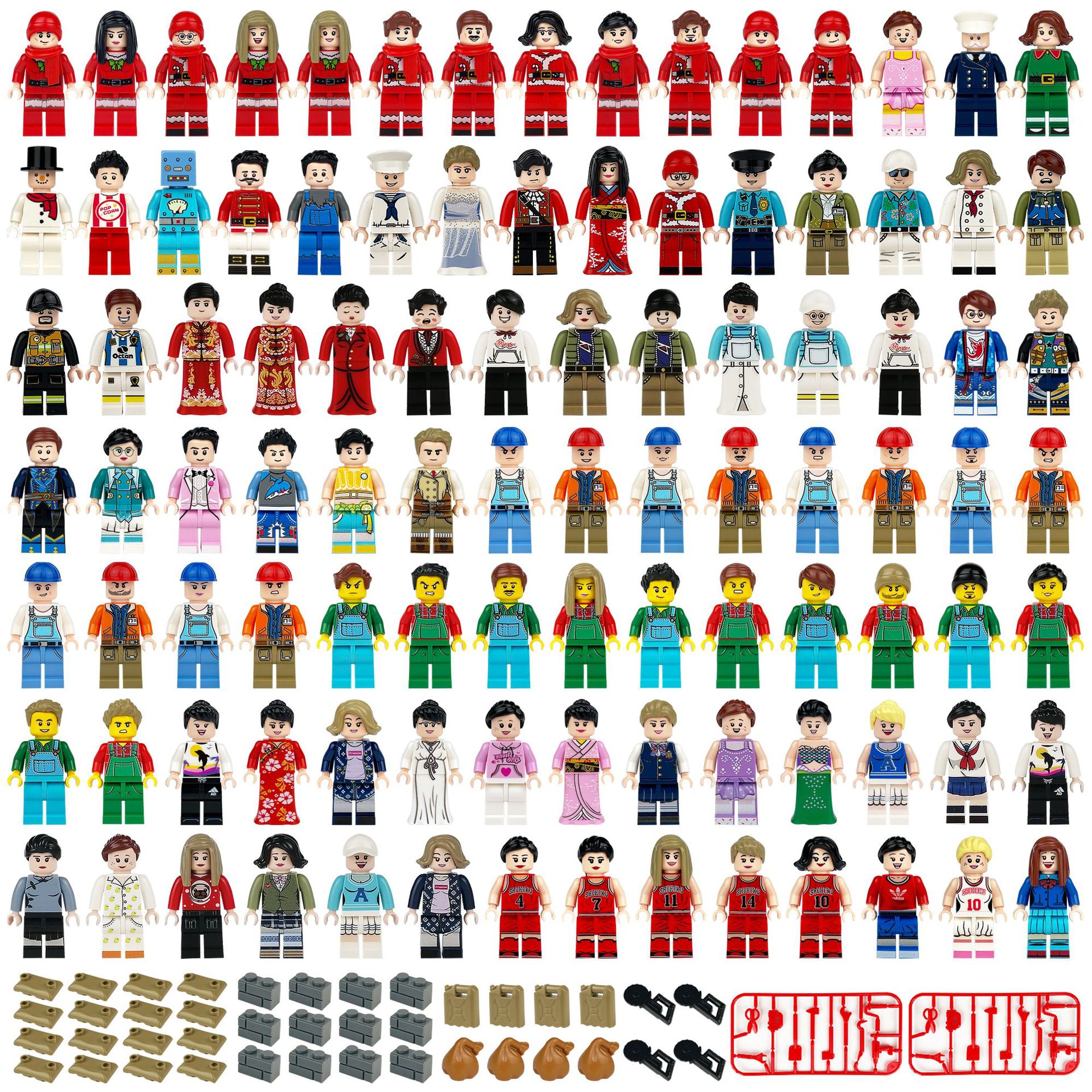 美高250款财神爷1612医生护士消防军事人仔积木玩具跨境批发宇航