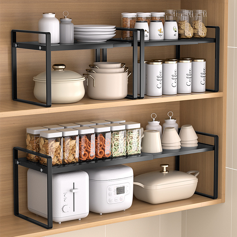 Kitchen Countertop Cabinet Partition Layered Storage Rack Household Retractable Storage Rack Kitchen Dish Rack