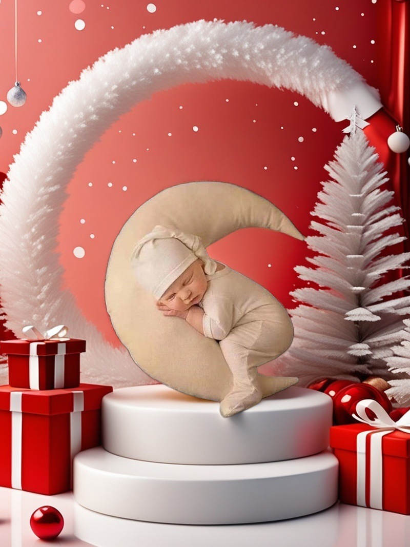 Accesorios de Fotografía para Recién Nacidos, Almohada de Fotografía con Forma de Luna, Almohada Auxiliar para Estilizar Fotos de Bebés