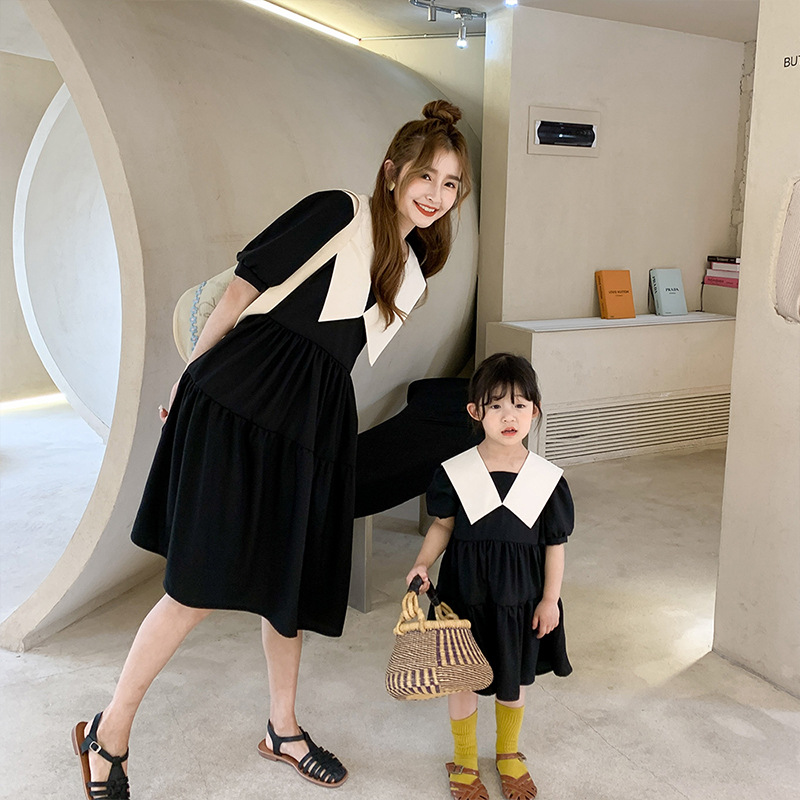 女童连衣裙夏装韩版洋气亲子装母女装网红潮范2021新款儿童雪纺裙