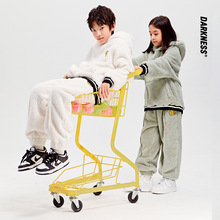 DK童装秋冬女童男童珊瑚绒家居服套装儿童保暖加绒连帽套装可外穿