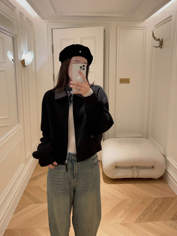 意法早秋短外套撞色拼接复古设计感高级时尚夹克小个子上衣外套女|undefined