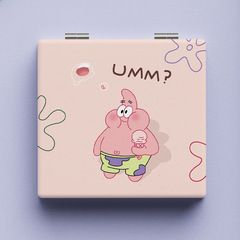 SpongeBob SquarePants Portable Foldable Cute Makeup Mirror Compact Handheld Mini Mirror Girl's Heart Dual-Sided Flip-Open Design