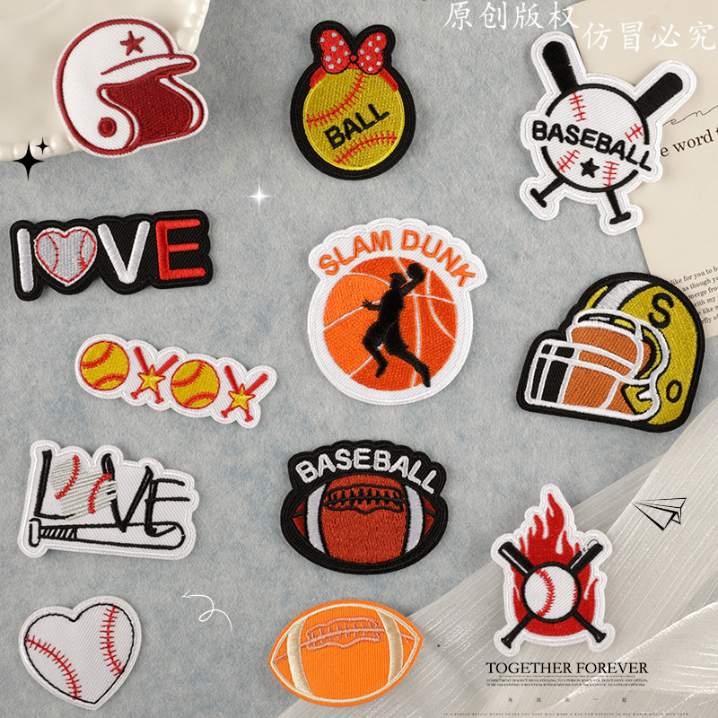 原创绣花标patch棒球帽橄榄球运动刺绣个性补丁箱包辅料配饰布贴