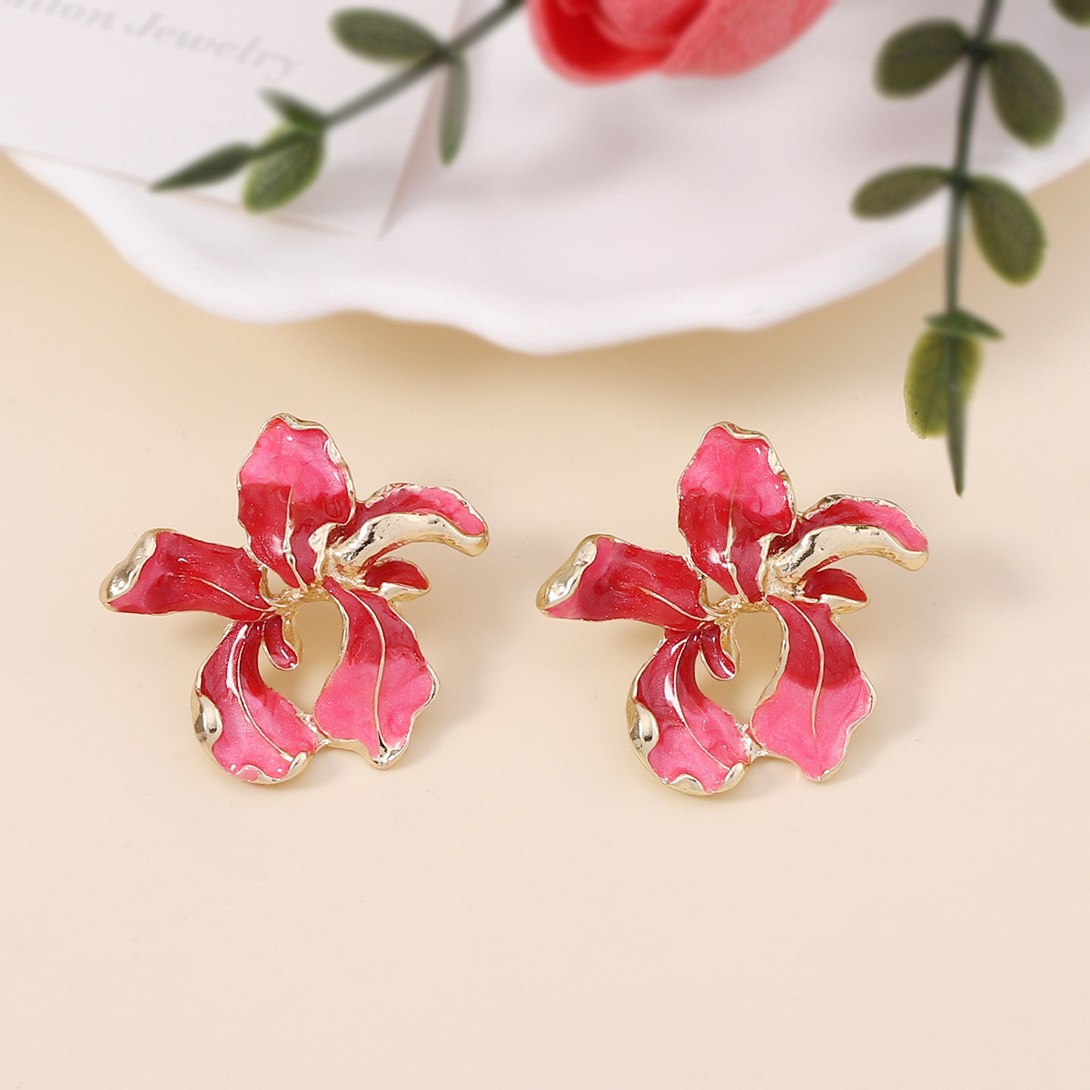 1 Pair Casual Elegant Flower Plating Zinc Alloy Ear Studs display picture 9