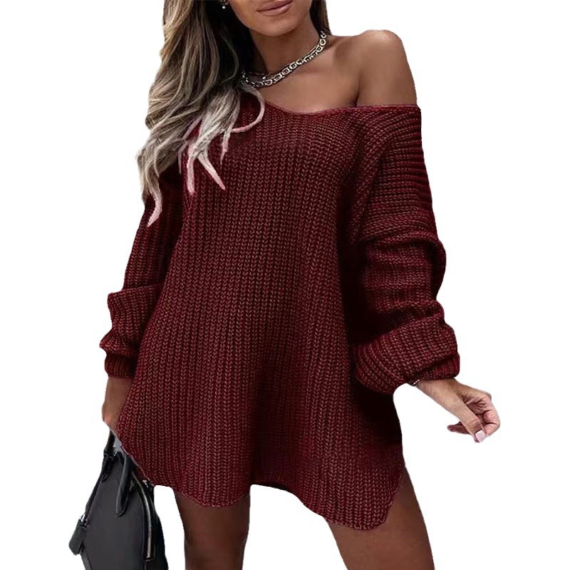 V-neck Women's Top Knitted Sweater For Women