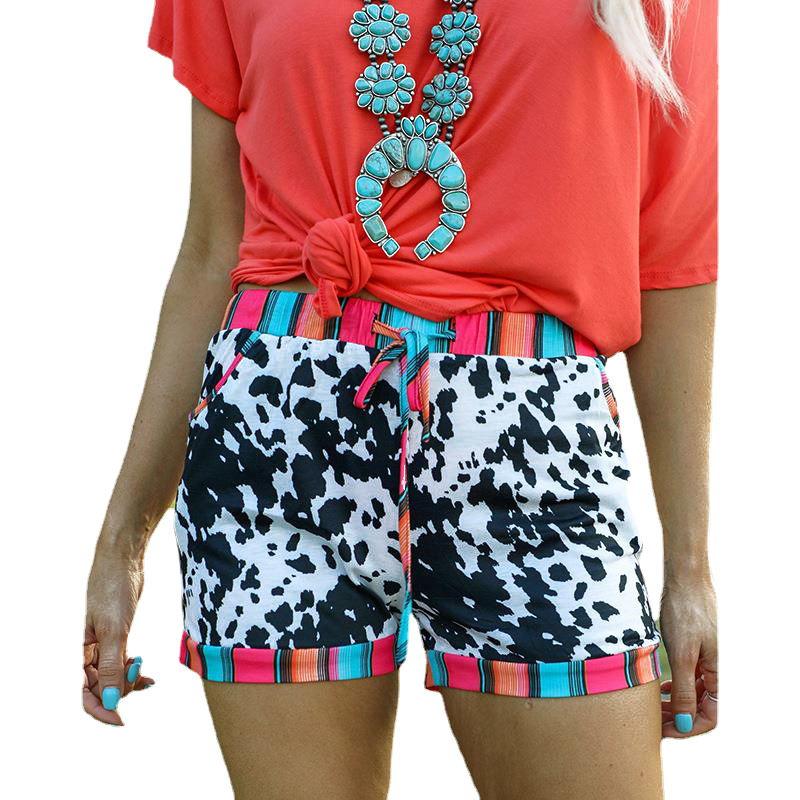 Leopard Strappy Waist Casual Colorful Shorts