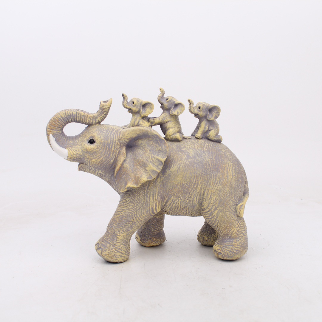 Nueva artesanía de resina de elefante de madre e hijo transfronteriza, escritorio de sala de estar, decoración del hogar de oficina, regalos creativos