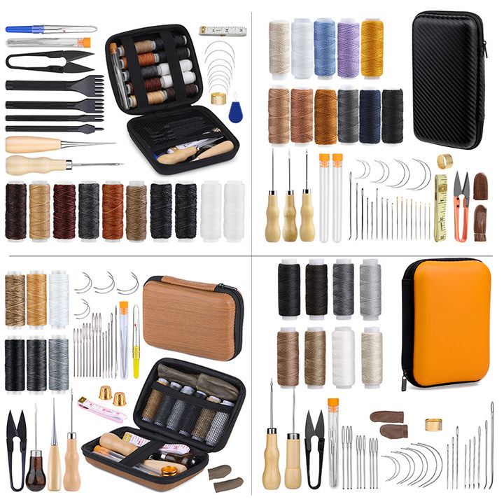 Cross-Border Hot Selling Leather Craft Leather Tools Hand Sewing Set Collection DIY Sewing Needle Wax Thread Combination Set
