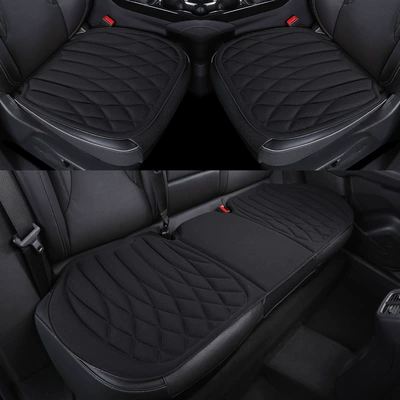 Car seat cushion for all seasons, made of seaweed fiber, women's summer breathable latex cotton seat cover, non-slip seat pad (Four Seasons Pad) - seaweed-bicycle-seat-cushion-black-single-mattress
