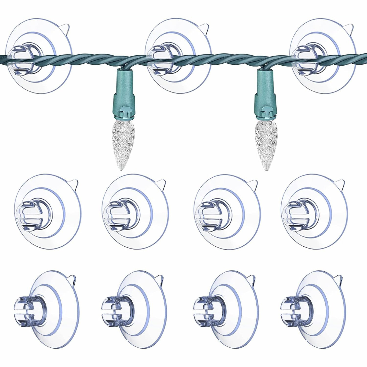 灯吸盘 带电缆槽的吸盘 吸盘支架 适合固定童话灯用于窗户的吸钩
