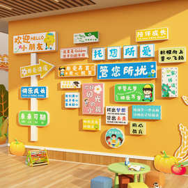 托管班墙面装饰形象幼儿园环创布置培训机构前台背景文化教室贴纸