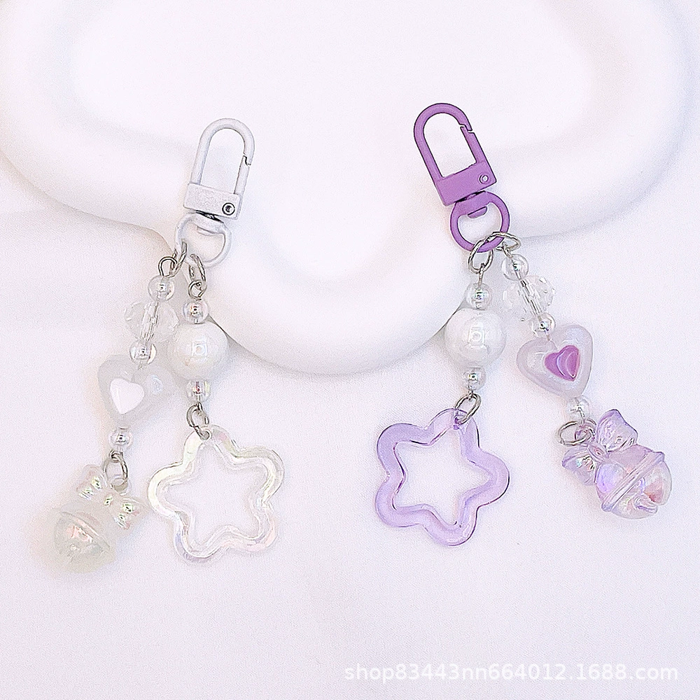 Acrylic cream keychain, two-color small bell, bag accessory, new collection