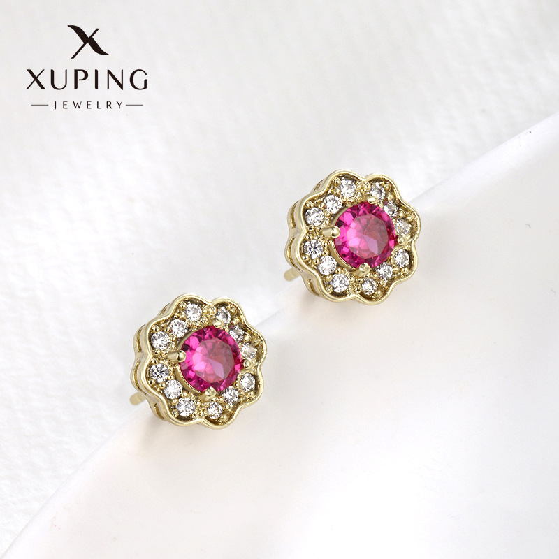 Xuping Europa y América transfronterizos de moda auriculares lujosos lujosos de alto nivel otoño y invierno pernos de flores elegantes pendientes de diamantes retro