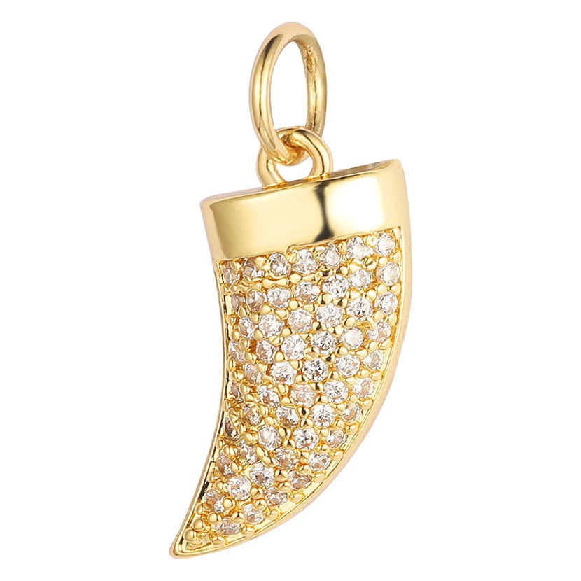 Crescent Five-Pointed Star Copper Zircon Pendant Heart Crown DIY Jewelry Accessories Wolf Tooth Lips Necklace Bracelet Pendant