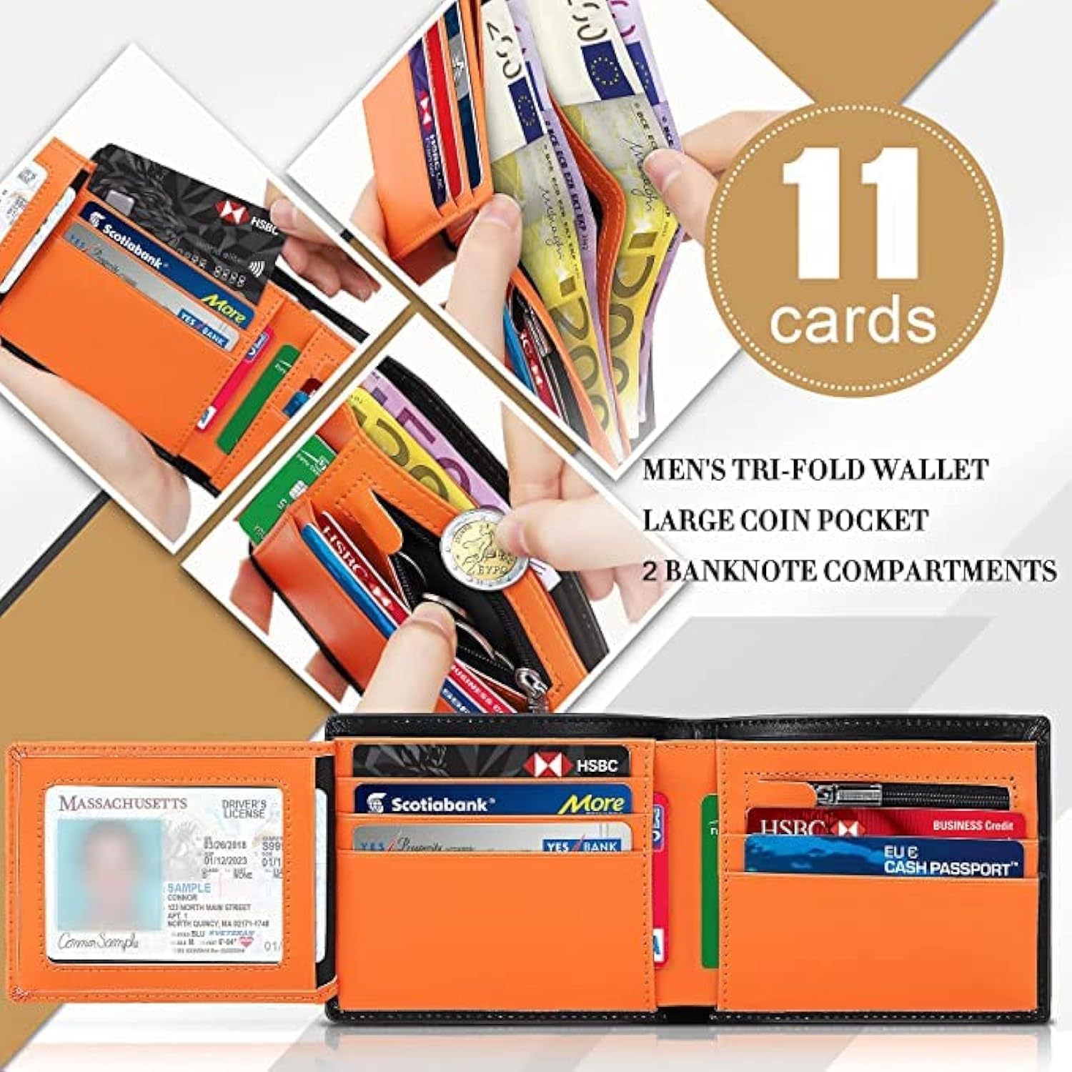 Cartera de cambio de comercio exterior multi-tarjeta cartera de hombre cartera de cuero de alto nivel cartera de cuero rfid cartera