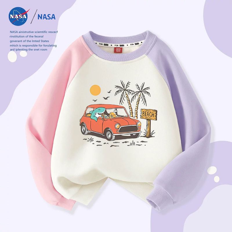 NASA联名哆啦A梦秋冬款儿童长袖上衣休闲圆领中大童加绒拼接卫衣|undefined