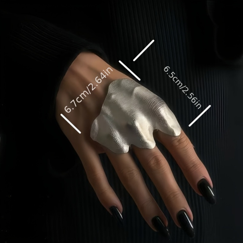 Eco-Friendly Alloy with Artistic Flair! Irregular Pleated Joint Ring, Fashionable Hip-Hop Style Armor Ring 4