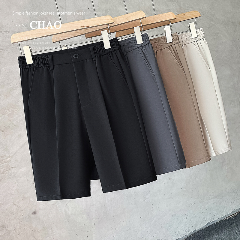 Shorts men's summer thin loose straight elastic waist pants five-point pants new casual suit short pants