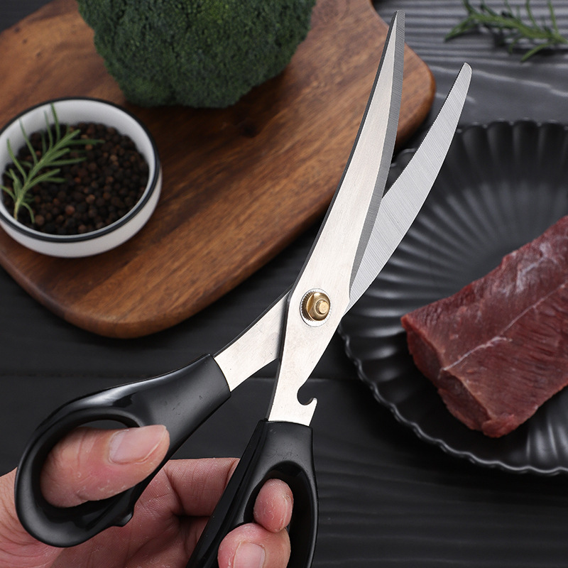 Wholesale stainless steel Yangjiang knife scissors household kitchen scissors Korean style multi-functional outdoor picnic camping barbecue scissors