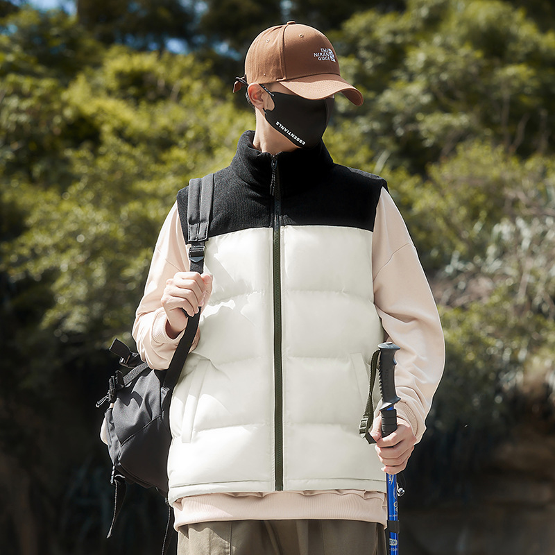 Otoño y invierno de algodón engrosado pareja chaleco de algodón hombre de color sólido tendencia de hombro caliente chaleco de ocio fábrica de lote