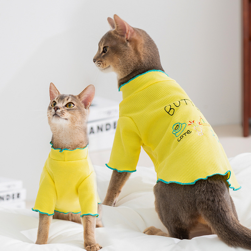 Primavera y verano gatos sin pelo gatos elásticos dos patas ocio té de la tarde ropa de casa ropa de aire acondicionado perros ropa de mascota gato