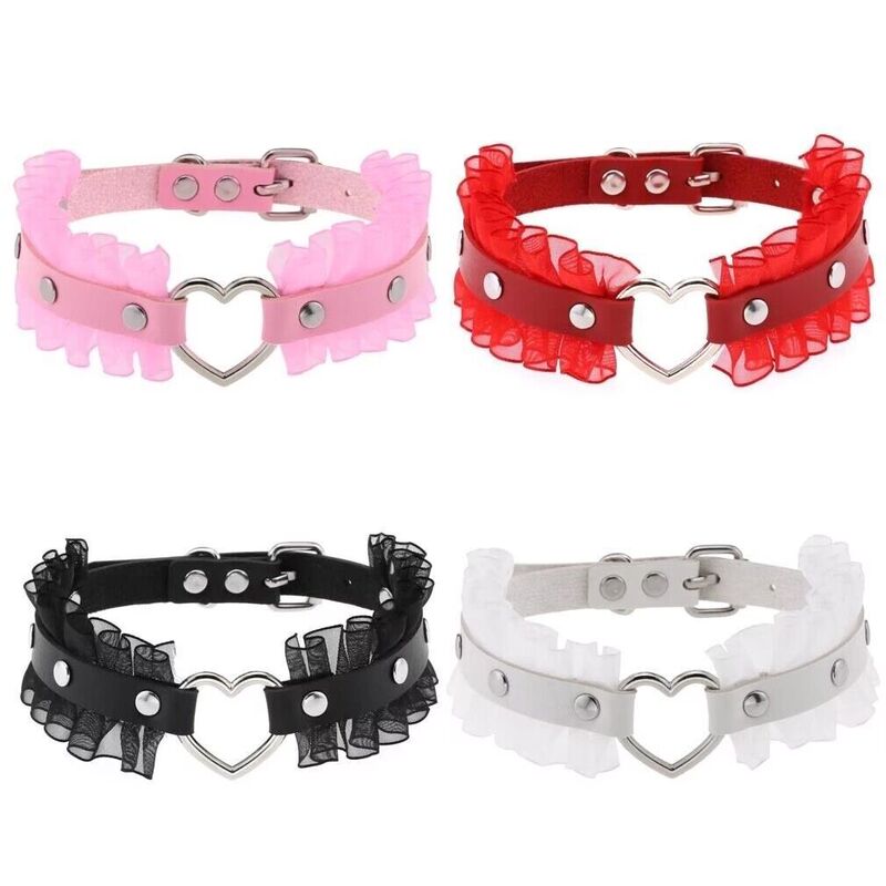 Sexy Leather Love Heart Collar Traction Rope Jewelry Punk Bracelet European and American Sexy Underwear