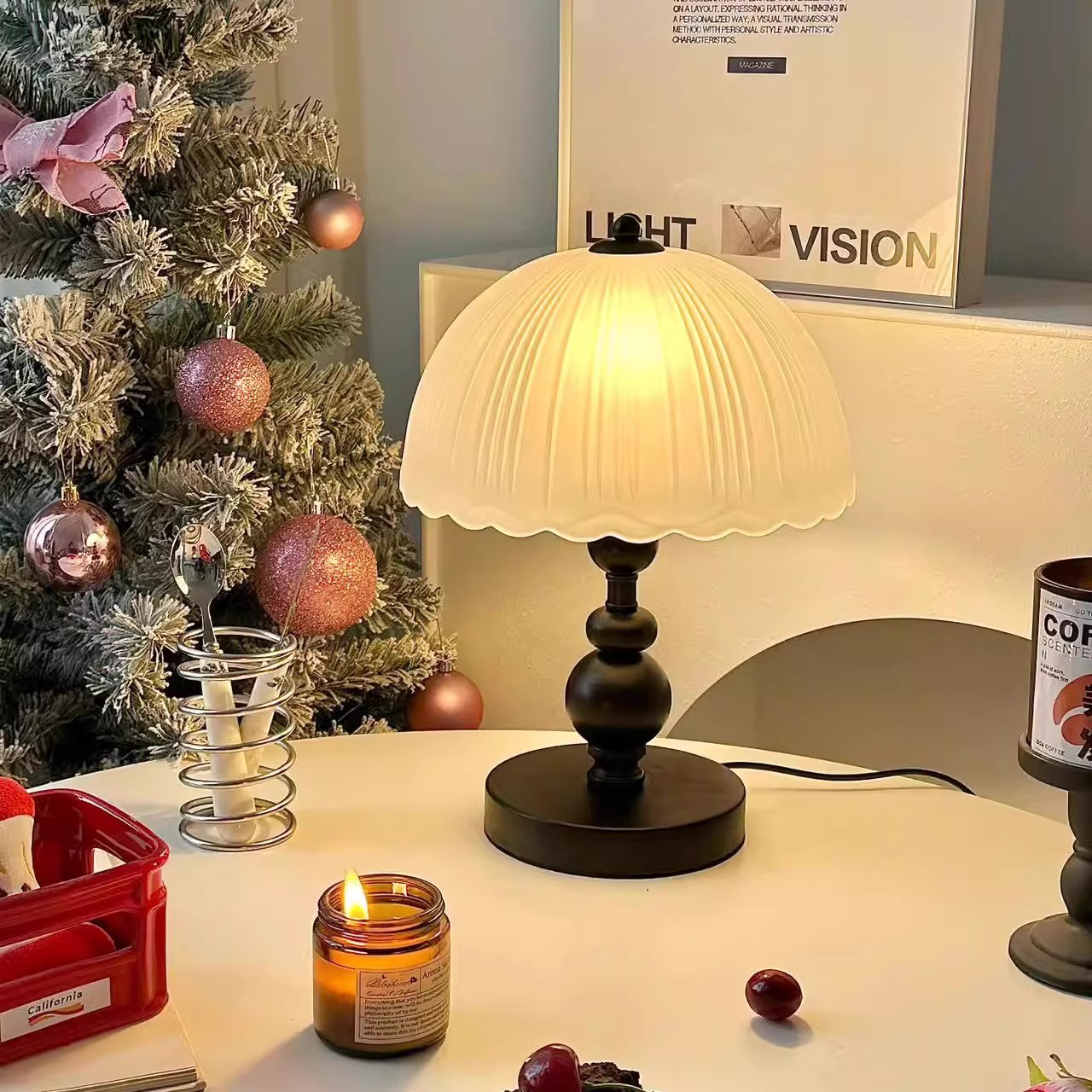 American Retro Medieval Wabi-Sabi Style Table Lamp Bedroom Study Bedside Lamp Warm Roman Column French Decorative Night Light