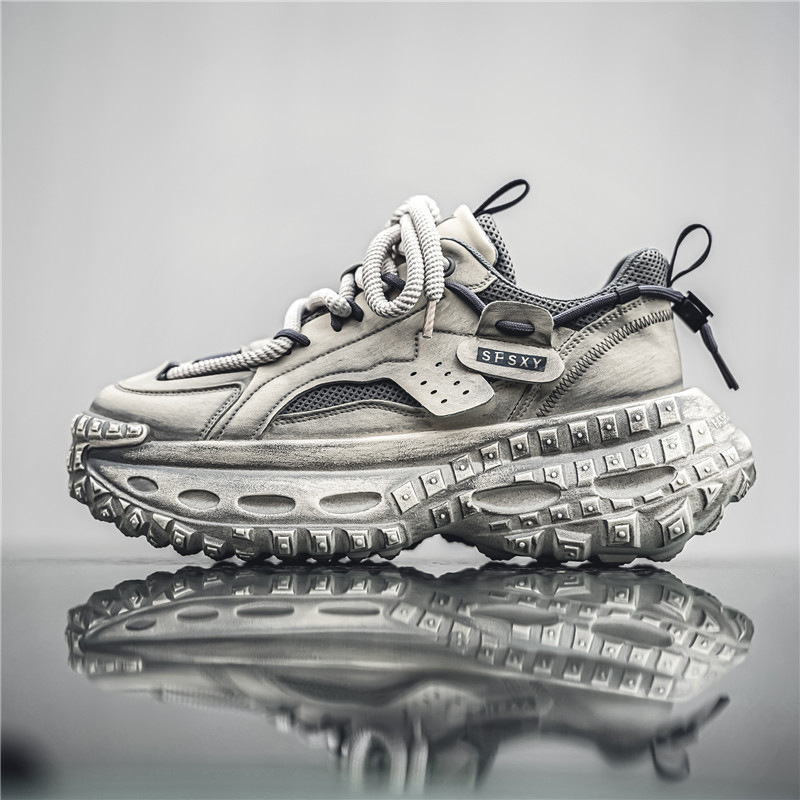 2024 Live New Men's Shoes Medium Thick Bottom Wheel Bottom Dad sneaker Korean Coconut Student Trendy Casual Shoes