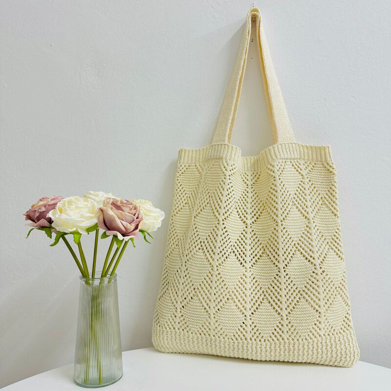 2024 new cross-border bag knitted bag bohemian style bag large capacity tote bag hollow bag beach bag