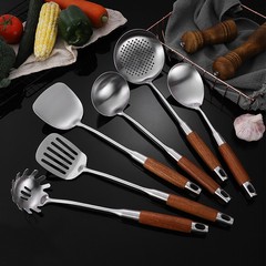 304ステンレス花梨木鍋シャベル粥スプーン粉すくいスプーンスプーンセット炒め料理鍋シャベルスプーンセット