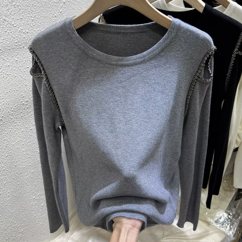 Демисезонный дизайн вязаного свитера, тренд сезона, slim fit, облегающий