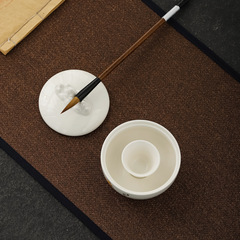 Ceramic non-drying ink pool multi-functional hot pot ink inkstone with cover ink bowl millstone study four treasures calligraphy supplies ink cartridge