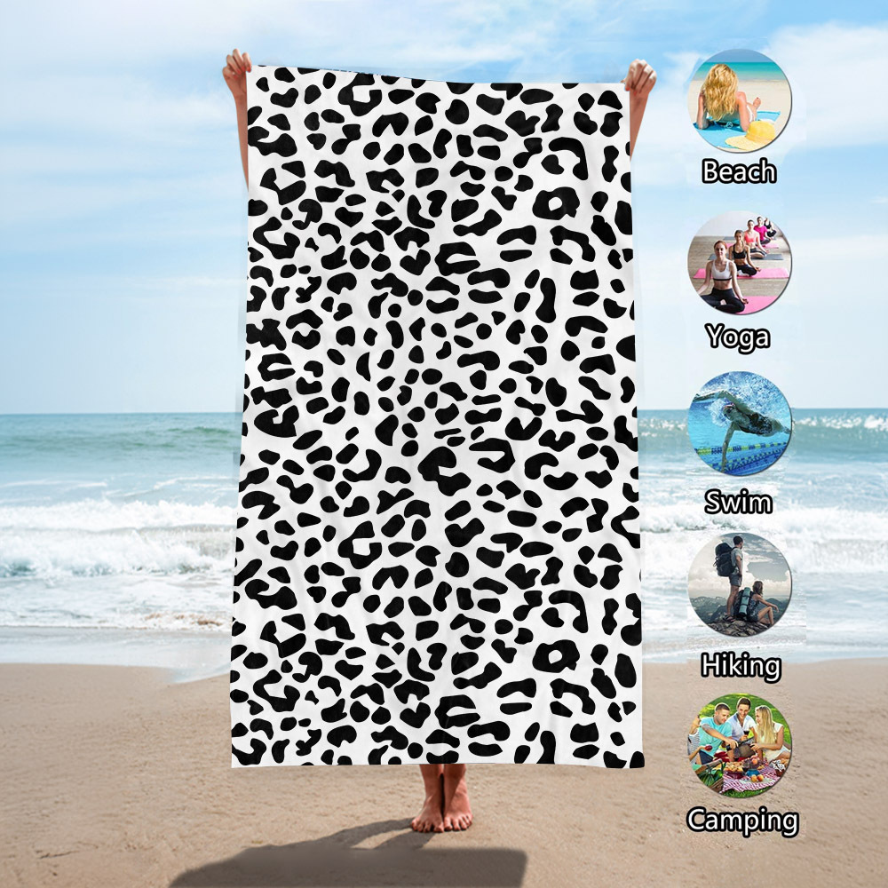 Toalla de playa de terciopelo de doble cara de secado rápido Toalla de playa impresa Mantón de protección solar junto al mar Toalla de baño absorbente Soporte personalizado