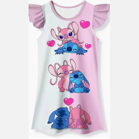 2024 Foreign Trade Hot Children's Nightgown Stitch Ruffled Flying Sleeve Skirt Factory in stock