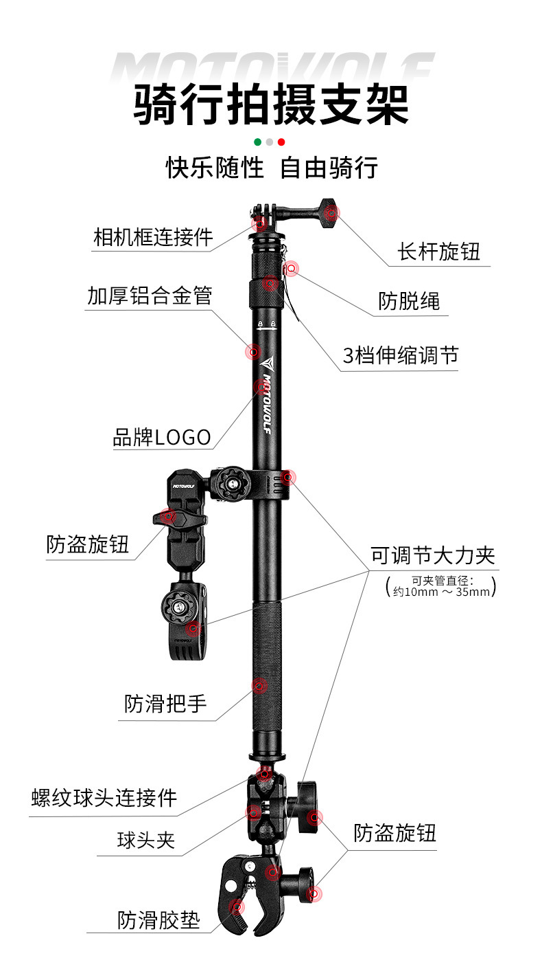 Suitable for Dji Osmo360 X5 X4 Motorcycle Cycling Shooting Bracket Multi-Function Camera Selfie Stick Bracket
