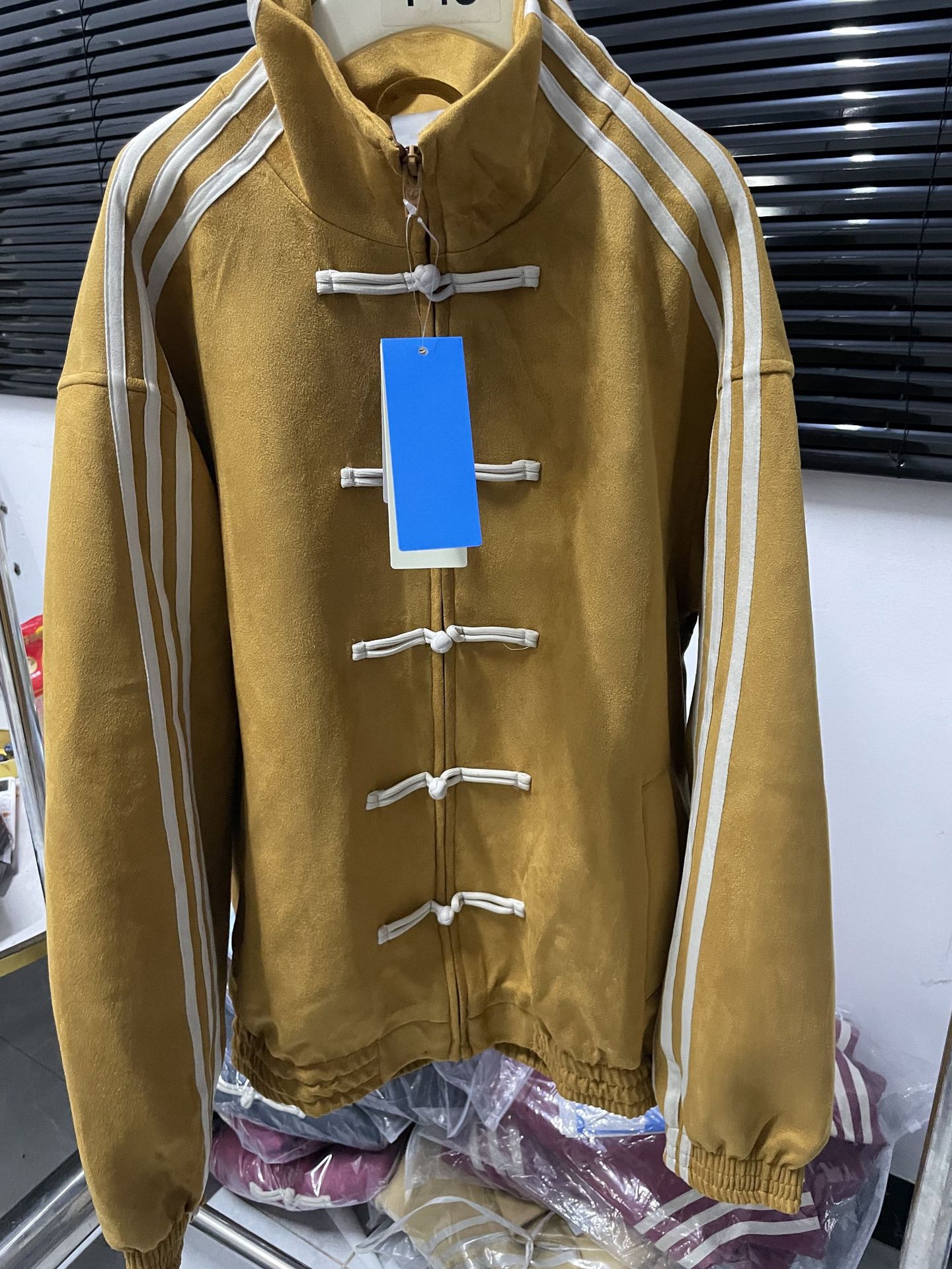 Unbranded New Chinese Style Stand Collar Jacket Frog Button Yellow