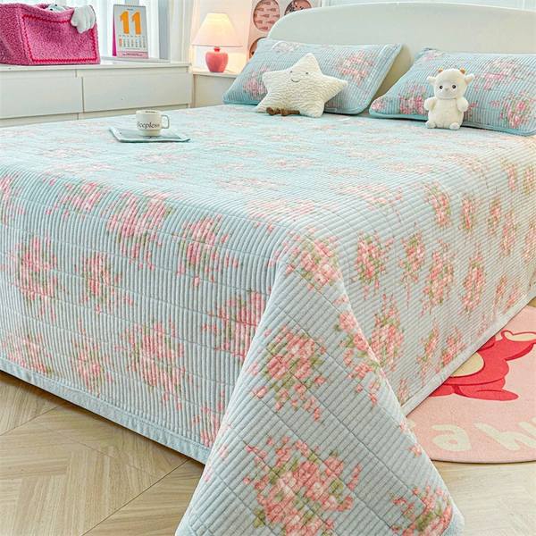 European Wind Flower Shadow-Blue 【Milk Velvet Right-angle bed cover】