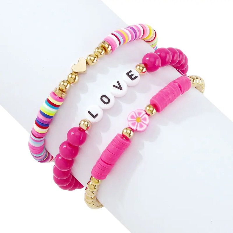 Cross-border Amazon bohemian fashion simple candy color bracelet suit flower Love Healing Color matching bracelet
