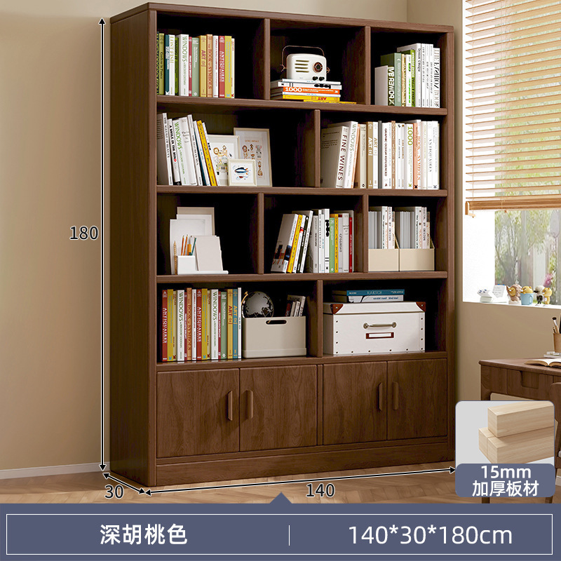 Estantería de madera maciza estantería piso simple gabinete pared sala de estar multi-capa de almacenamiento de los estudiantes estantería casa