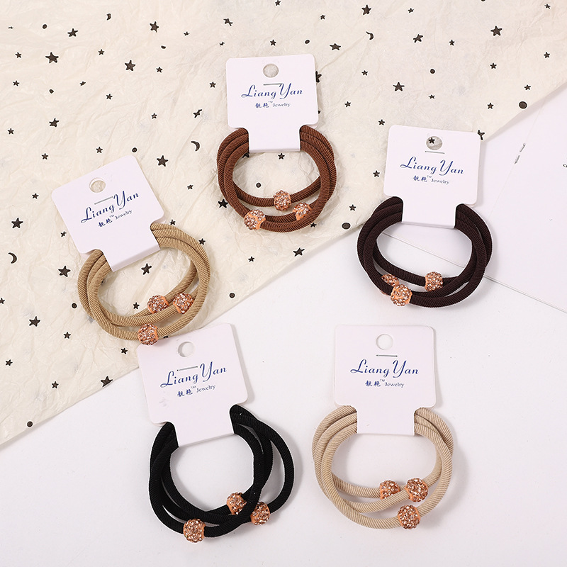 009 hilo montado en la tarjeta banda de goma incrustado en Diamantes 3 banda de pelo cuerda de pelo banda de goma 1 yuanes 2 yuanes tienda accesorios para el cabello accesorios para la cabeza bienes