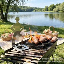 跨境爆品Stainless Steel BBQ Sausage Holder户外人形烧烤香肠架