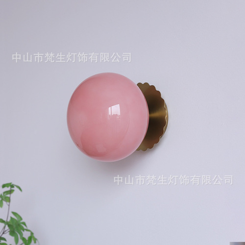 Medieval Minimalist Round Glass Bedside Lamp, Chaji Style Background Wall Commercial Entrance Corridor Passage Decor Wall Lamp