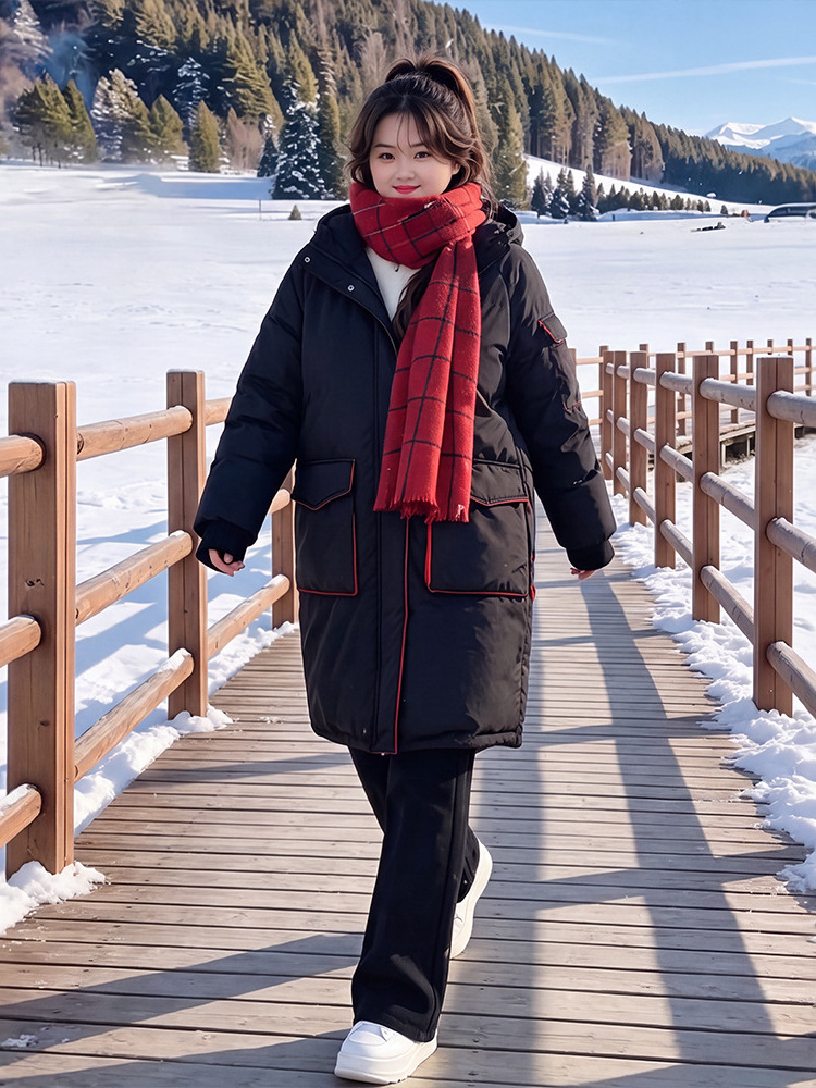 65-160kg Plus-Size Women's Thickened Mid-Length Cotton Coat for Autumn and Winter, Suitable for Slightly Plump Women, Reversible Over-The-Knee Coat 65-160kg Plus-Size Women's Thickened Mid-Length Cotton Coat for Autumn and Winter, Suitable for Slightly Plump Women, Reversible Over-The-Knee Coat