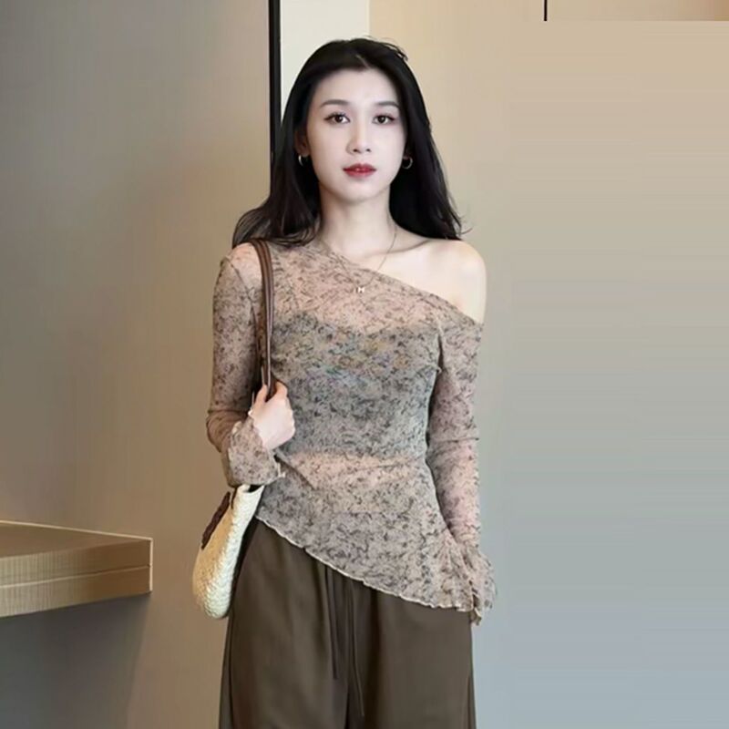 时尚套装女2025春秋新款时髦洋气不规则T恤上衣阔腿裤气质两件套|undefined